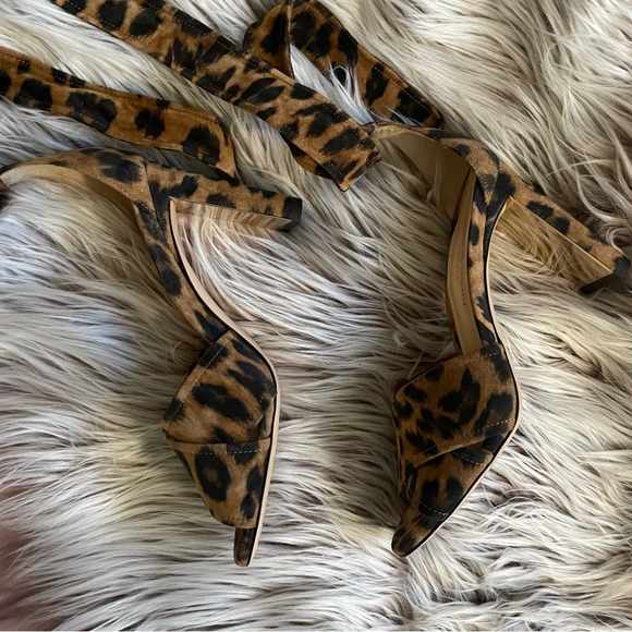 Marion Parke Bella Suede Leopard Ankle Tie Heels - Picture 4 of 13